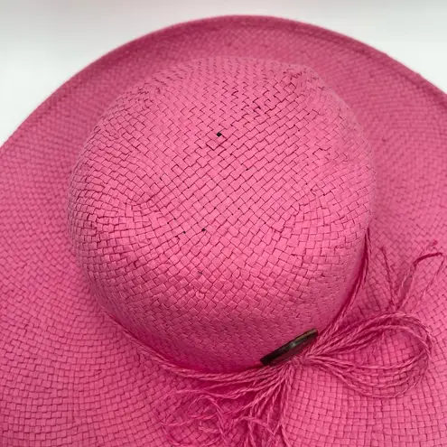 Panama Jack Hat Sun Pink Straw Beach Vacation Travel Pool 100% Toyo Casual