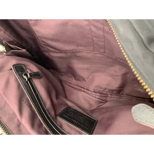 Coach  Women’s Black Nylon Crossbody Bag With Leather Trim & Adjustable Strap