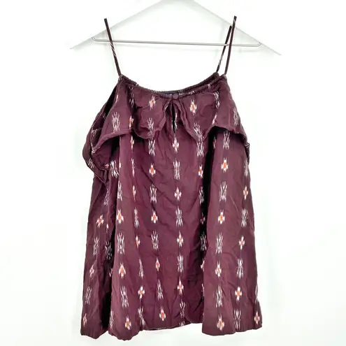 Madewell  Ikat Ruffle Camisole Tank Top Burgundy Size Small