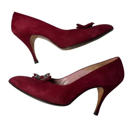 Martina Wine Red Pumps Women's 7S Slim‎ Narrow Classic Leather Heels Vintage Size 7