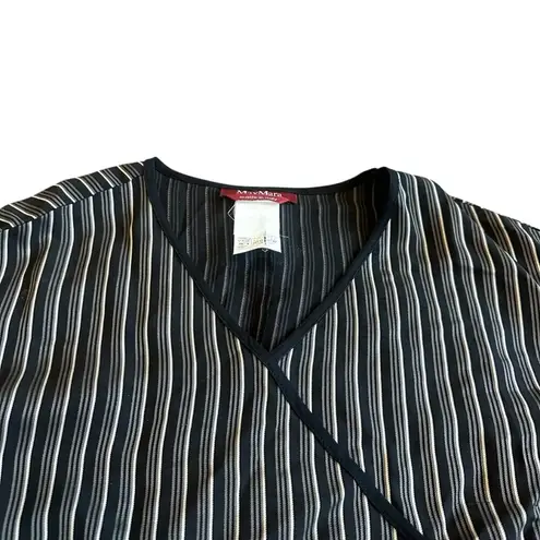 Max Mara Studio Striped Dress Crossover Retro Y2K 3/4 Sleeves Size 8 Women's