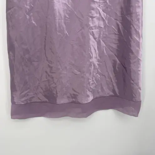 Delicates Purple Satin Nightgown Dress Mini Lingerie Size Large Sheer