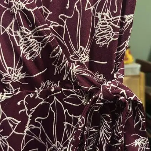 Fortune + Ivy Floral Flowy Midi Maroon Dress Size Small