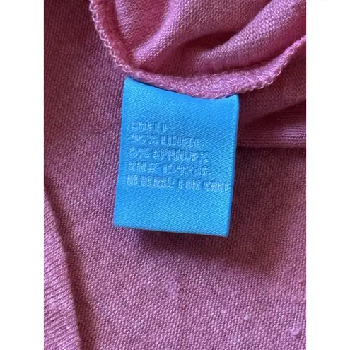 J. McLaughlin Brynn Top Womens Medium Pink 3/4 Sleeve Linen Blend Knit Button - Image 5