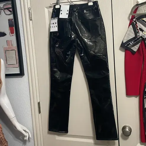 💙💖 NWT Simon Miller Black Vegan Leather Wet Look Straight Leg Pants Size 24