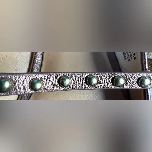 Halston Heritage | Arwen Mink Metallic Leather Studded Flats. Size: 8.5M