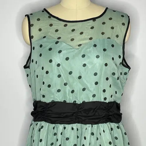 Lindy Bop Cindy Polka Dot Swing Dress- Mint and Black- Full Skirt- Size 5XL- NWT