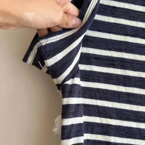 Sea New York Striped Navy Blue and White Crewneck Shirt Ruffle Back, Small