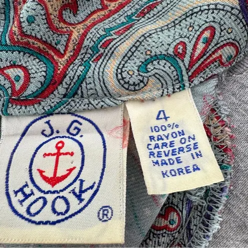 Vintage J.G. Hook Paisley Pleated Skirt Mock Neck Maxi Dress Green Multi 4