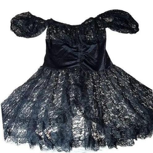Sexy black lace nighty with corset style bodice! Size undefined