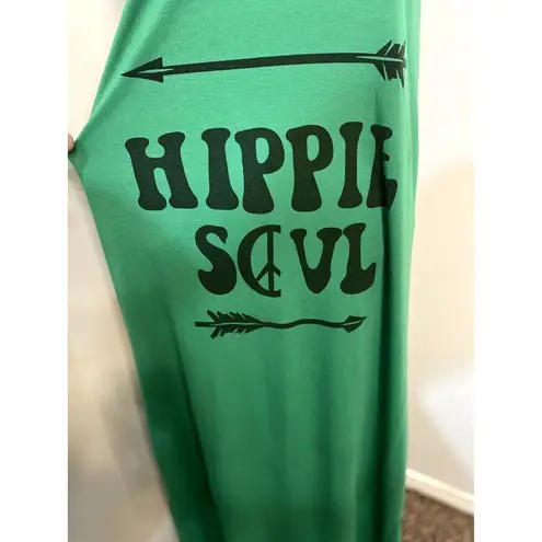 Miss Look Womens Small Maxi Dress "Hippie Soul" Spaghetti Strap V Neck Green