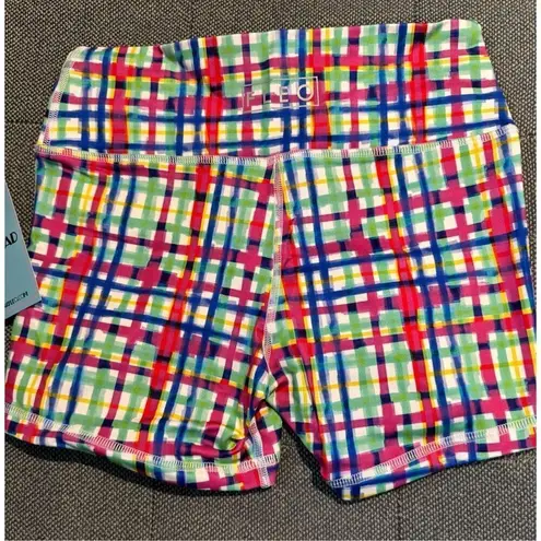 NWT Fleo Spring Be Nice Plaid Shorts power mid high size small Pink