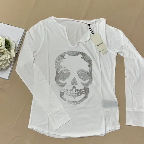 Zadig & Voltaire White Long Sleeve Scull Shirt
