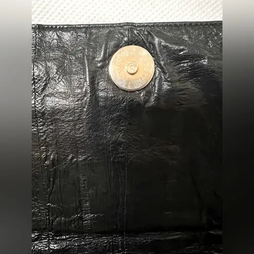 Vintage Eel Skin Envelope Clutch Purse Shoulder Bag, Detachable Strap, Black