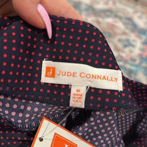 Jude Connally Ella Dress Womens Navy Red Polka Dot Short Sleeve Shift M Blue Size M