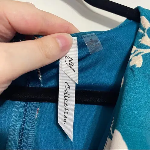 Ny Collection Teal Pink Floral V Neck Dress