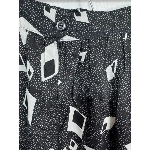 Greenwich Square Vintage Abstract Geometric Midi Skirt Rayon Made USA 9/10 Black Size undefined