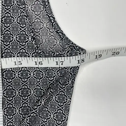 Dana Buchman Women's Grey White Printed Twist Front Asymmetrical Midi Dress Sz L