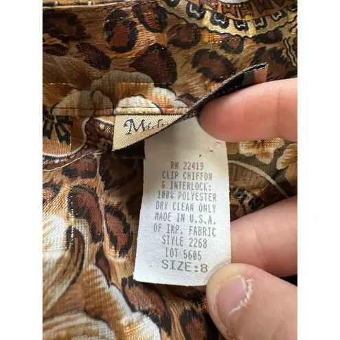 Midnight Velvet Women Size 8 Cardigan Open Front Sheer Duster Cover Up Vintage Gold