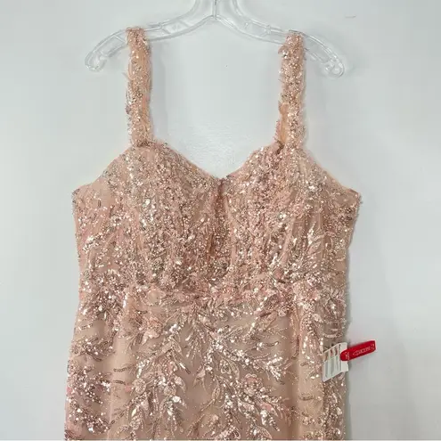 Mac Duggal 20559 Corset Bodice Floral Lace Embellished Gown, Pink, Plus Size 14