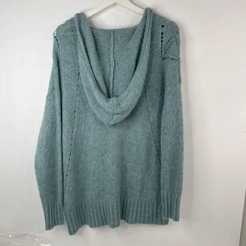 American Eagle  Sz L Sweater Hooded Jegging Fit Teal Wool Blend Pullover Women’s