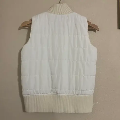 Vintage White Puffer Vest with Ruffle Detail