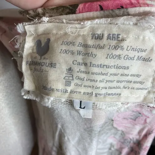 Farmhouse Frocks Floral Long Sleeve Draped Open Front Cardigan Size Large Pink