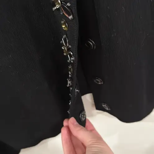 Lanvin thin Wool Black Cardigan with Crystal embellishments Size S