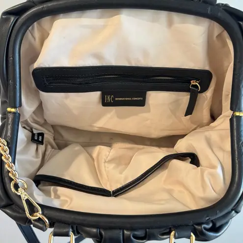 I.N.C. International Concepts Black Vegan Leather KJ Clutch Bag