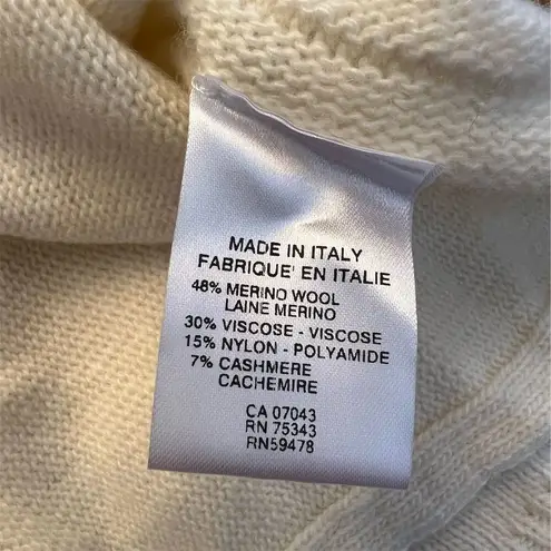 NWT Bianco & Blu Italy Merino Wool & Cashmere Blend Sweater Size L White Size L