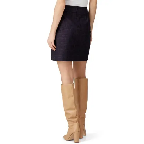 See By Chloe Ink Navy Plaid Cotton Pencil Skirt Size 40