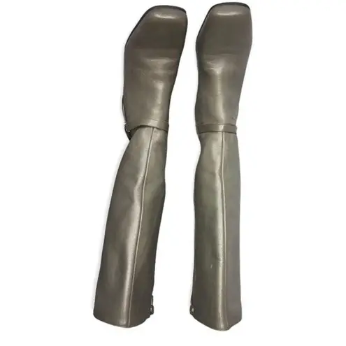 Naturalizer Leather Square Toe Chunky Heel Tall Boots