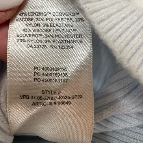 Wilfred Free Long Sleeve Ribbed Knit Cutout Mini Dress Light Cloud Blue 2XS XXS