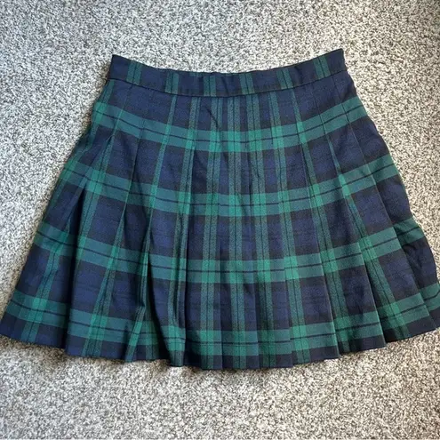 Bagatelle  Blue Green Plaid Pleated Mini Skirt School Girl Medium