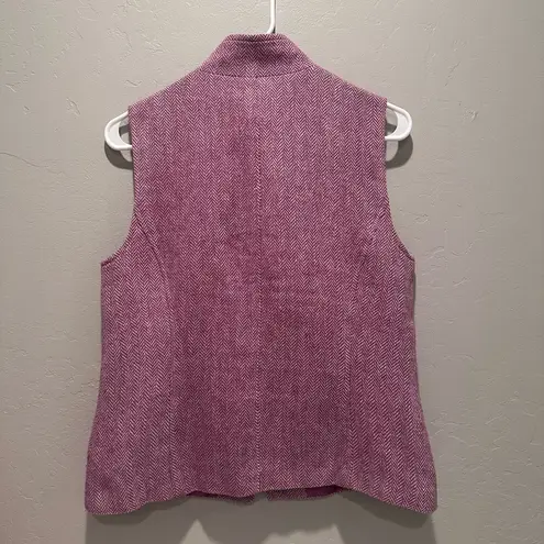 Coldwater Creek Purple Houndstooth Zip Up Vest Size 8 Wool Blend