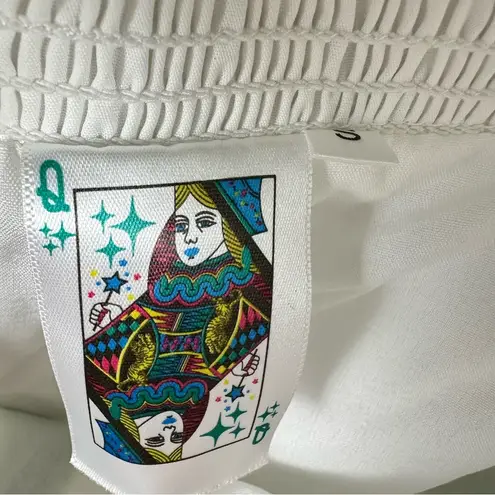 Queen of Sparkles Cutout Fuzzy Cactus Mini Dress Tie Back White & Green S