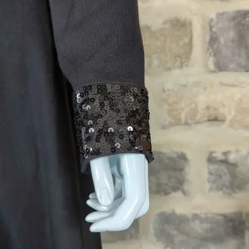 Jason Wu Jw Dress Black Sweater Sequins Cuff Woman's XL Knee Length Soft