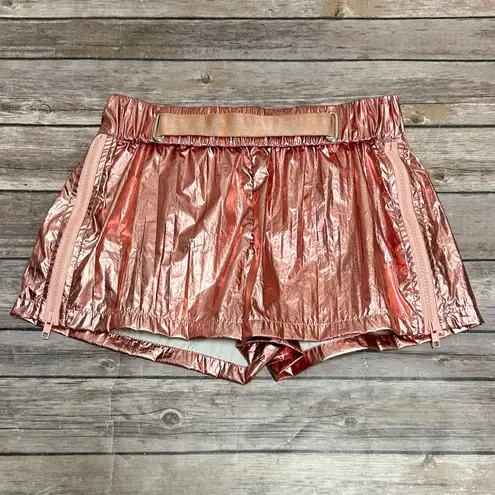 Beach Riot Sport Rose Gold Elastic Waistband Zipper Mesh Inserts Shorts Small