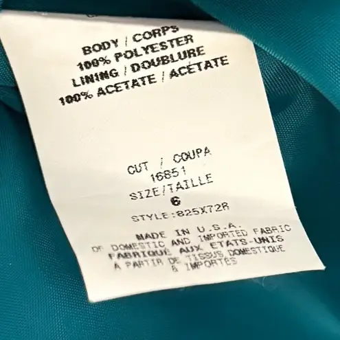 ABS Allen Schwartz ABS by Allen Schwartz Teal Taffeta Bubble Hem Party Dress Size 6 USA Made Retro