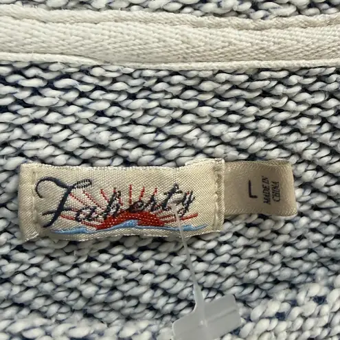 Faherty Whitewater Textured Sweatshirt Womens L Blue Herringbone Organic Comfort