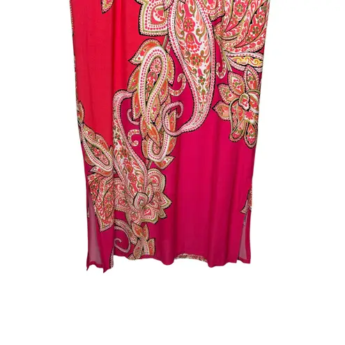 Sandra Darren Womens Dress Bodycon Gold Neck Plate Cap Sleeve Paisley Orange 14