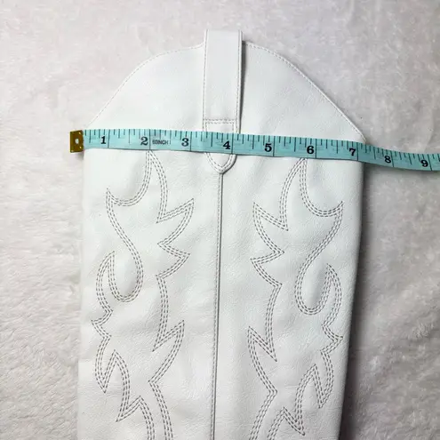 White Western Cowgirl Faux Leather Boots Size 5