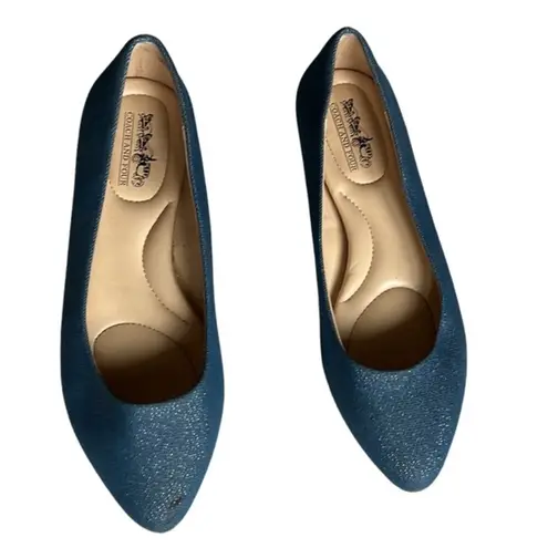 Coach and Four Womens Denim Melitta Glitter Almond Toe Flats Size 6 Blue