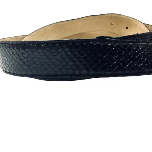 NWOT Black Leather Snake Skin Embossed Decorative Belt Size L