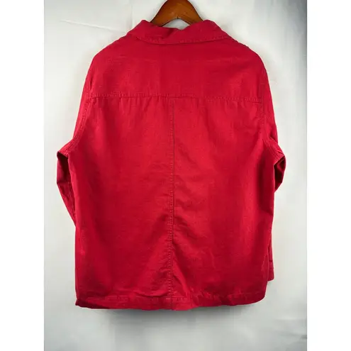 Additions By Chicos Womens Red Button
