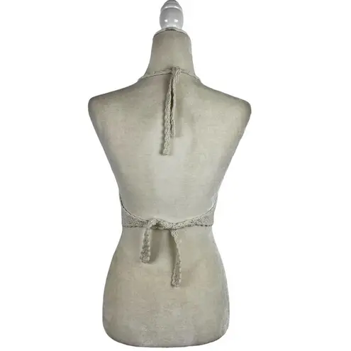 Retro Crochet Halter Bralette Crop Top Knit Bustier Cami Summer Blouse S/M White Size undefined