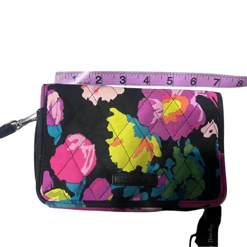 Vera Bradley Floral Black Pink Wristlet Wallet