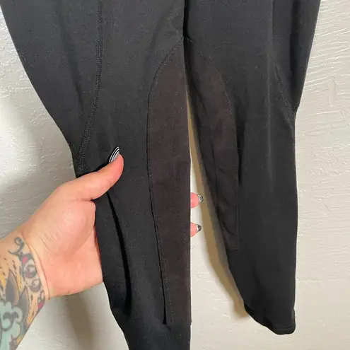 Kerrits Women S Black Equestrian Riding Pants Ultrasuede Patches Leggings