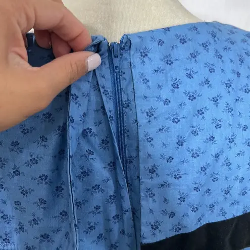 Gunne Sax by Jessica McClintock • vintage 70s floral velvet bib trim dress