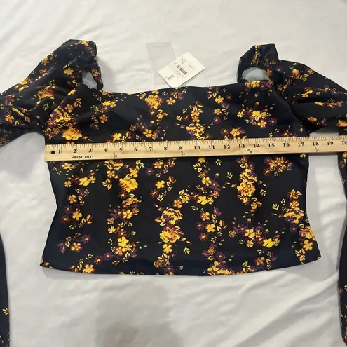 C/MEO COLLECTIVE NWT All Right Now LS Top Puff Sleeve Floral SIZE Large